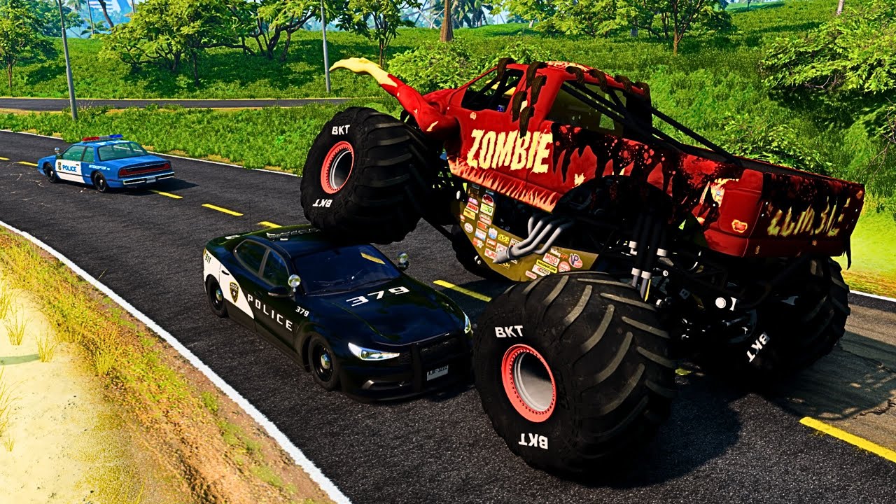 MONSTER Truck Takes on POLICE in Epic Showdown! - YouTube