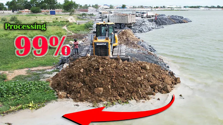 EP60.Very Special Today Showing Many Dump Trucks Unloading Stone With Dozer Build New Road On Water