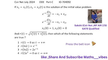 Csir Net June 2024 || ODE || Part-C Que ID-704092 Detailed Solution By Sakshi #csirnet #mathematics