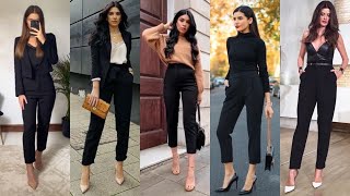 PANTALON DE VESTIR NEGRO IDEAS DE LOOKS PARA EL 2022💕BLACK DRESS PANTS  IDEAS BY LOOKS FOR 2022 