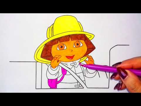 Dora the Explorer and the Fire Truck /Coloring for children
