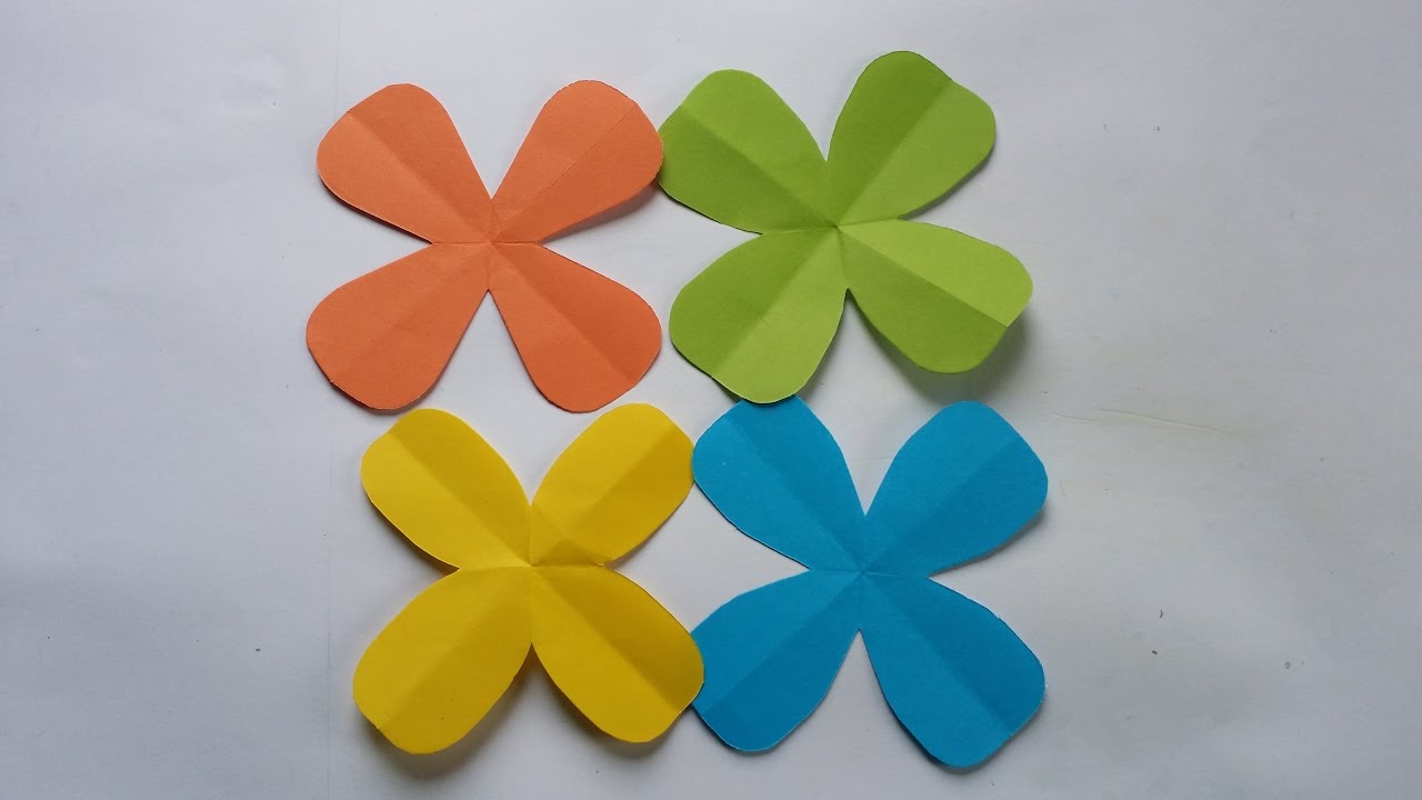 how to cutting a 4 petal origami paper flower easy way how to cut paper flower petals