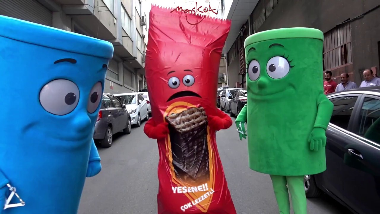 Cute Trash Mascot Costumes - YouTube