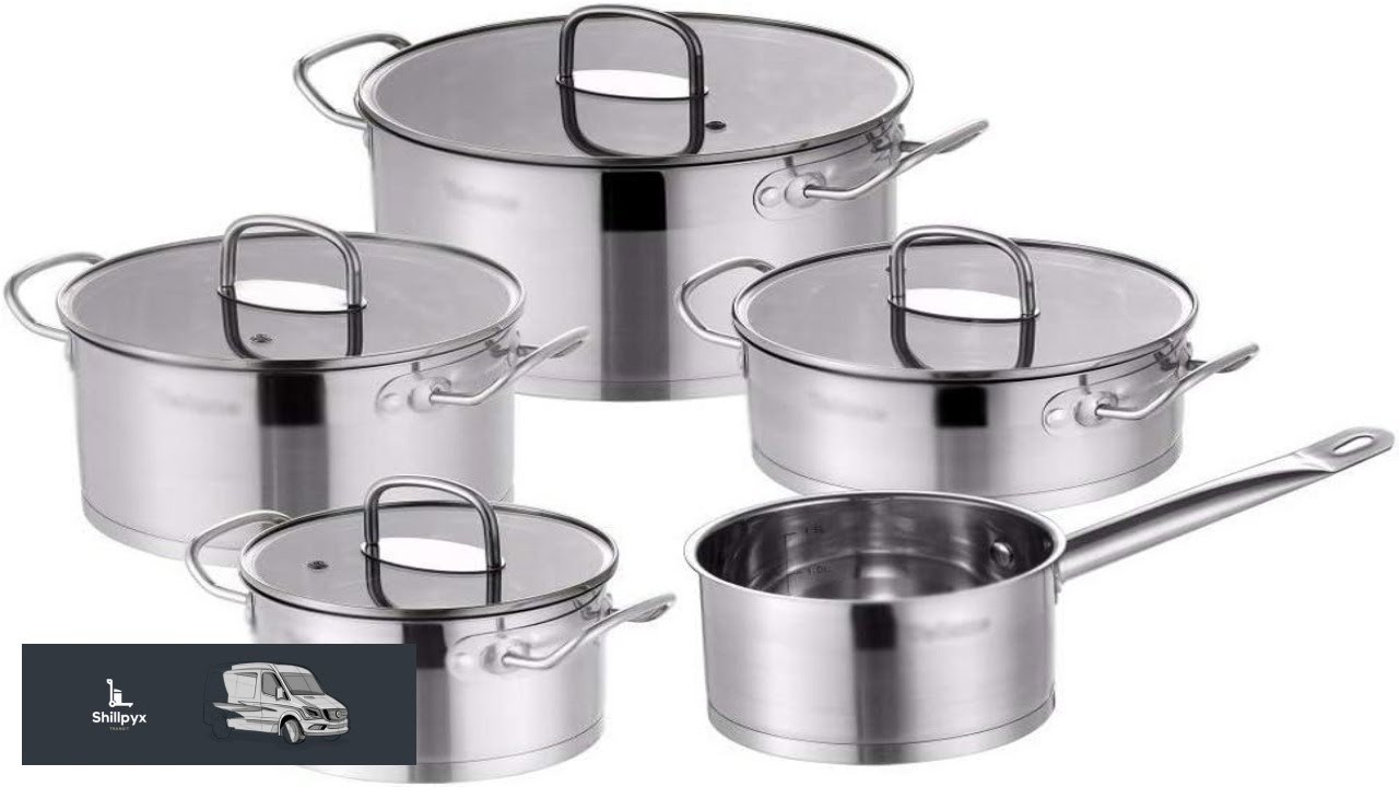 Kitchen Cookware Set 9 Piece Stainless Steel Cooking Pot & Pan Sets