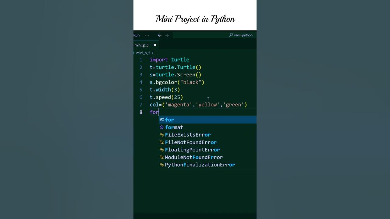 5)Mini Project in Python #Shorts 40 Seconds #learncodehub-R #viralvideo ...