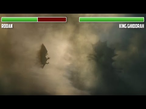 Rodan vs. Jets and King Ghidorah WITH HEALTHBARS | HD | Godzilla: King of the Monsters