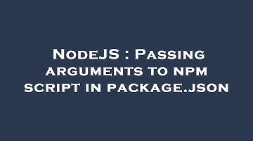 NodeJS : Passing arguments to npm script in package.json