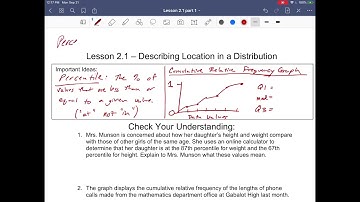 AP Stats Lesson 2.1 part 1 - Percentiles & Cumulative Relative Frequency Graphs