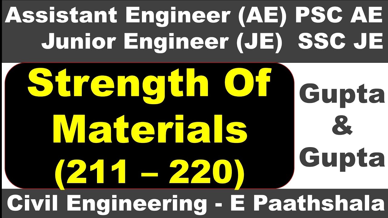 Strength of materials / SOM (211 to 220) - Gupta and gupta | sscje civil engineering | civil mcq que