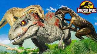 All Jurassic Red T-REX vs. Green DINOSAUR Dilophosaurus, Karnotaurus, Triceratops - Fallen Kingdom?