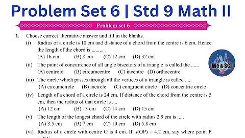 Problem Set 6 | L.6 Circle | 9th Math II Std 9 Geometry