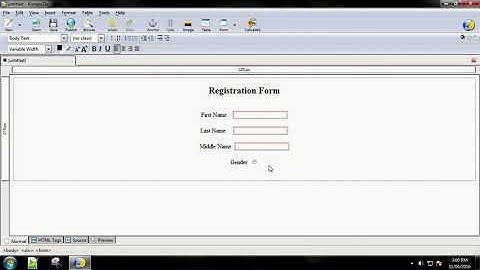 practical 1 creating registration form using kompozer