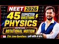 ReNEET 2026 Physics 🔥 Rotational Motion : Most Expected 45 Questions ( Hindi में भी )