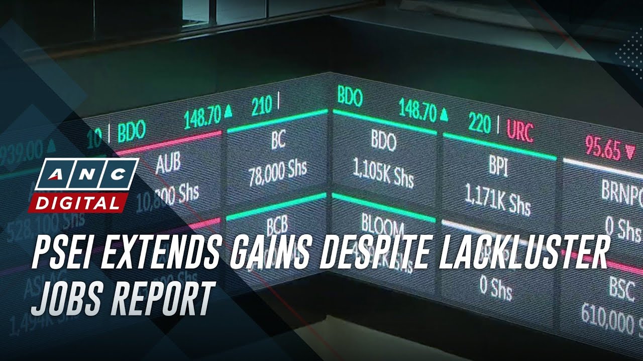 PSEi extends gains despite lackluster jobs report | ANC - YouTube
