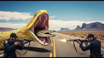 Brave heroic rescue team saves crocodile from giant python 