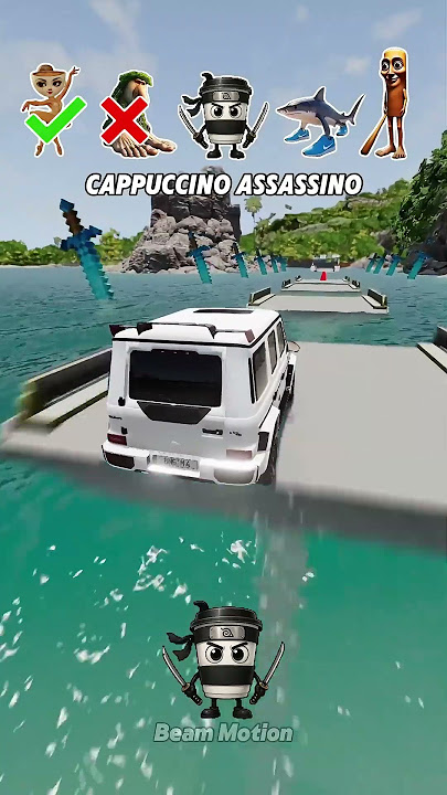 🪵Italian Brainrot Funk BeamNG DRIVE Car Jump Challenge 🦈☕  #beamngdrive #italianbrainrot