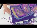 5 Violet &amp; Gold Straight Pours ~ 1 canvas ~ amazing cells &amp; patterns ~ acrylic paint pour, fluid art