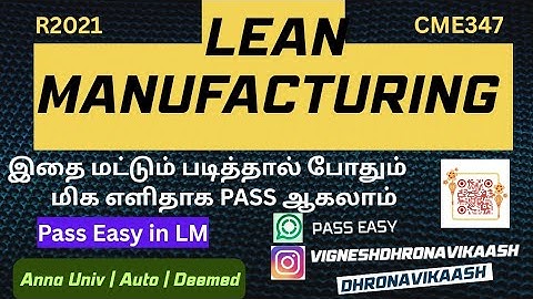 Pass easy in Lean Manufacturing | R2021 | LM | CME347 | Anna Univ | Auto | Deemed | DHRONAVIKAASH