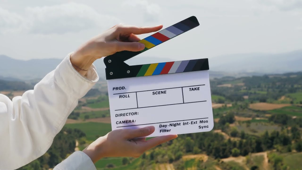 clapperboard close-up movie clapper on nature background film production cinematIC 4K