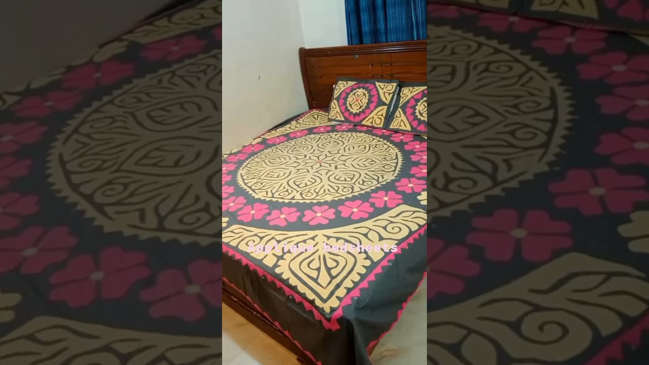 Most beautiful and amazing applique work and quilted bedsheet design by pop up fashion