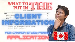 DIY Client Information for Canada Study Permit Application