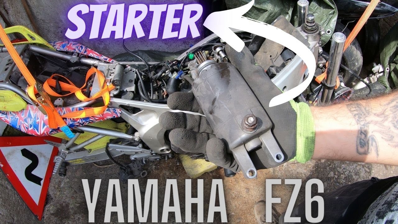 YAMAHA FZ6 FAZER Starter removal , Anlasser entfernt , Fjernet starter , Starter verwijderd , 4K