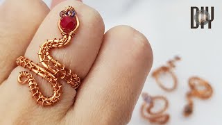 Snake ring | Crystal | Small spherical stone with holes | How to make | Wire Jewelry | DIY 579