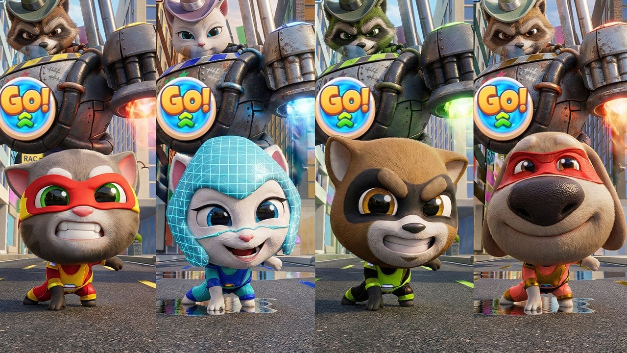 Talking Tom Hero Dash - All HERO Colored Outfits - Defeated Raccoons Bosses Android Gameplay