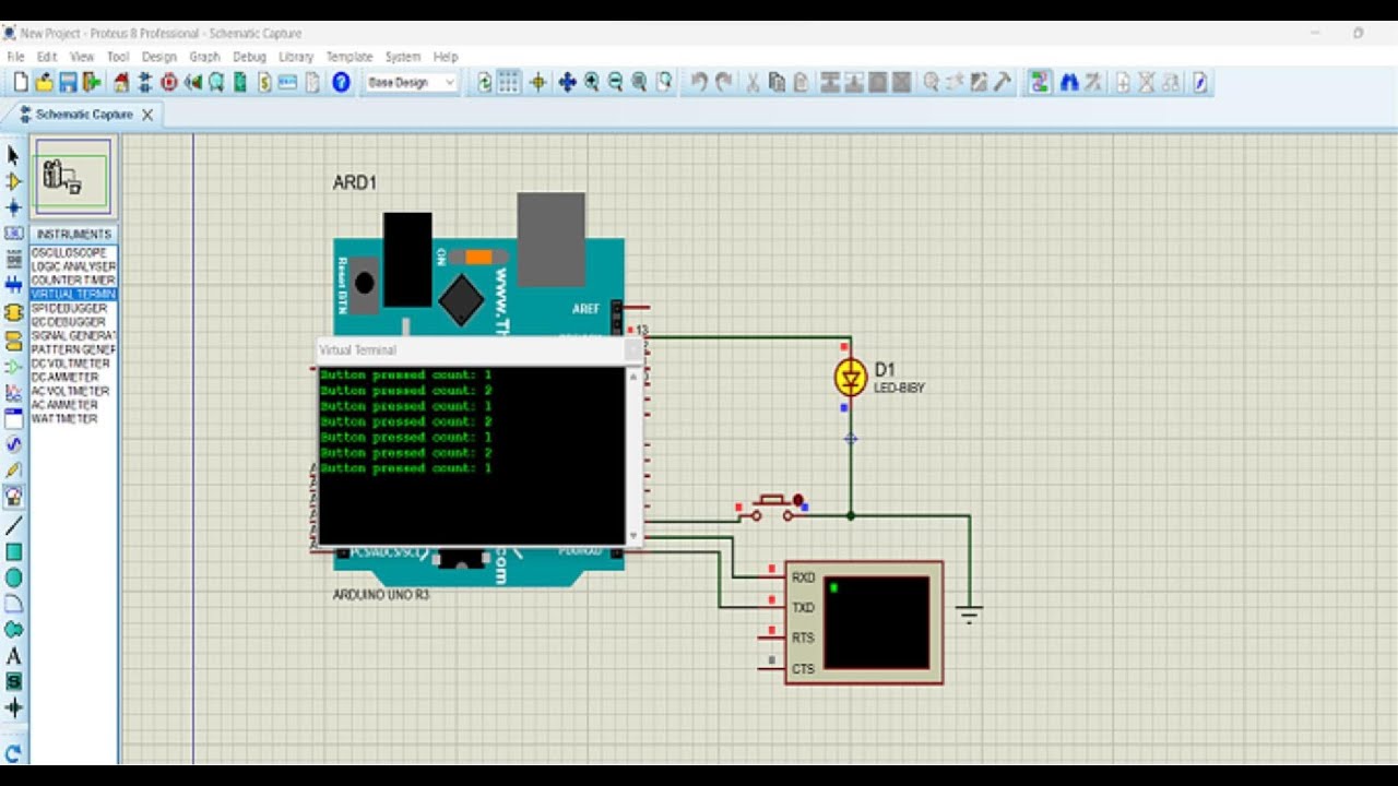 Proteus Project: Arduino push Button in Proteus - YouTube
