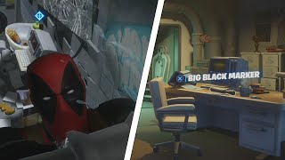 Find Deadpools Big Black Marker Location - Fortnite Week 6 Deadpool Challenge