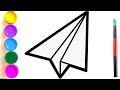 Dibujar y colorear un avión de papel - Dibujos infantiles para niños