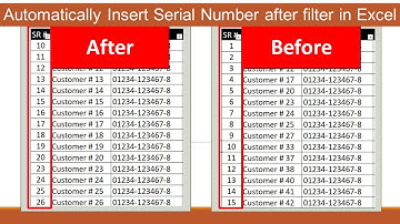 Automatically Insert Serial Number after filter in excel