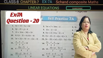 Ex-7A Q.20 Linear Equations Class 8 SChand composite maths By komal Gupta 