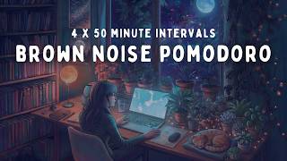4 Hour Pomodoro (Remastered) | 50 Minute Intervals | Brown Noise for ADHD Focus 🧡🎧