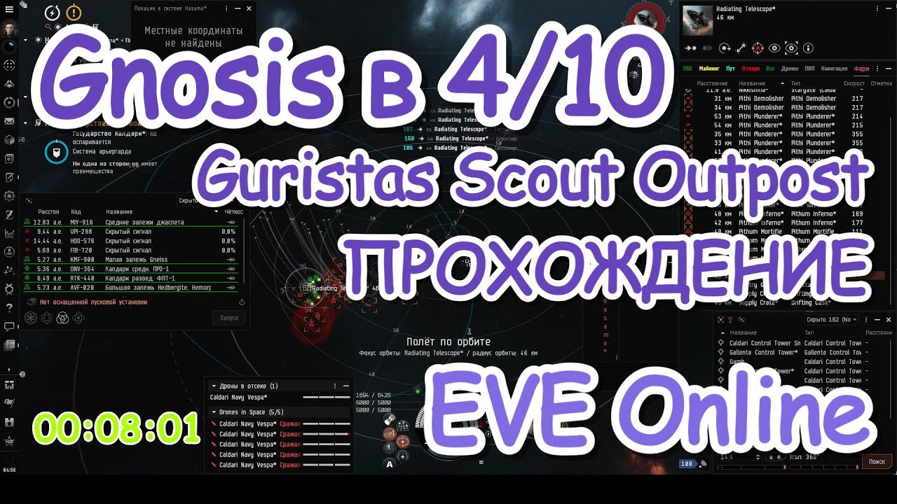 Gnosis и 4/10 Guristas Scout Outpost. Прохождение на Гнозисе. EVE Online.