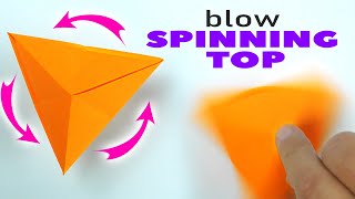Blow Spinning Top. Simple and funny origami. Spinner Easy Paper Craft tutorial. Hexahedron DIY
