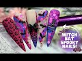 GLITTER WITCH, BAT & SPIDER WEB NAIL ART TUTORIAL| HALLOWEEN NAILS| EASY STEP BY STEP| DIY AT HOME