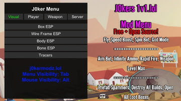 J0kers 1v1.LOL Menu | Aim Bot, God Mode, Rapid Fire, Inf Ammo, Prefab Spammers + MORE | #1v1lol