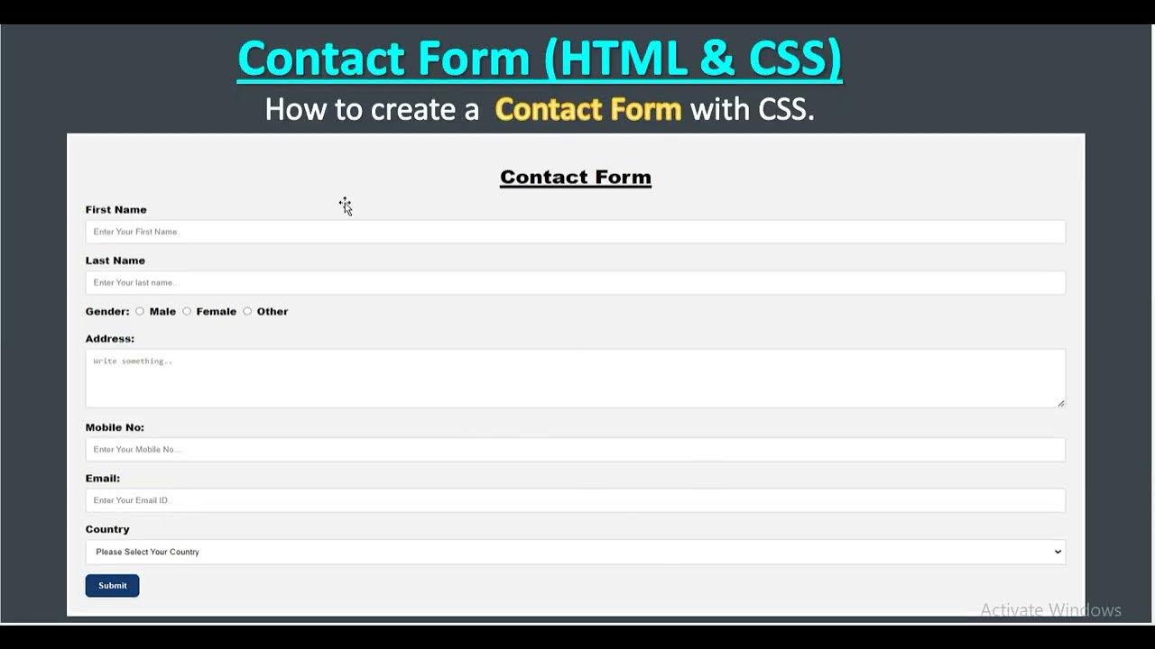 How to create a contact form using html and css | HTML & CSS Project ...