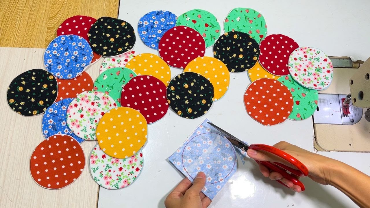 Don't Throw Away the Scraps / Cute Circle Patchwork Rounding Tote Bag