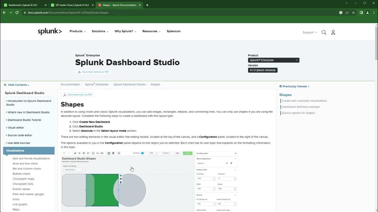 Splunk adding and configuring Shapes in Dashboard Studio builder YouTube