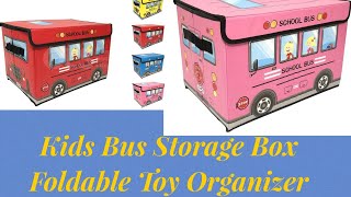 Kids Bus Storage Box Foldable Toy Organizer