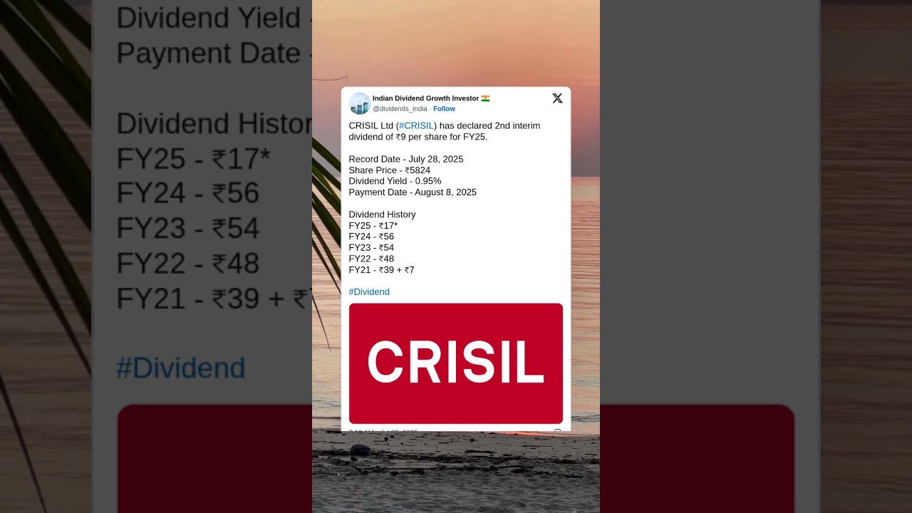 CRISIL Ltd has declared 2nd Interim Dividend for FY25. 