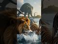 “Lion, Tiger & Eagle Were Fishing… Then a GIANT Sea Monster Attacked! #shorts #lion #funny  #animals