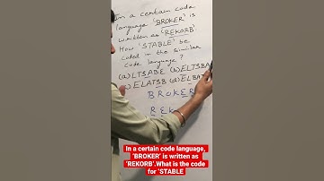 In a certain code language, ‘BROKER’ is written as ‘REKORB’.What is the code for ‘STABLE’#shorts