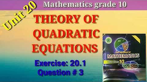 Exercise 20.1 Q 3 | Maths class 10 Sindh board| Quadratic Equations @eduworld360