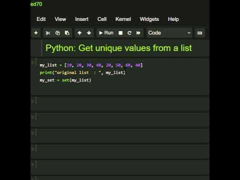 #python : Get unique values from a list - YouTube