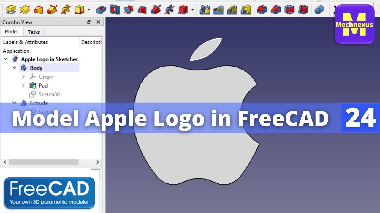 How to Model Apple Logo in FreeCAD FreeCAD Part FreeCAD Tutorial