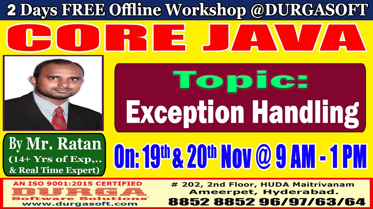 CORE JAVA (2 Days FREE Workshop) Offline Training @ DURGASOFT - YouTube