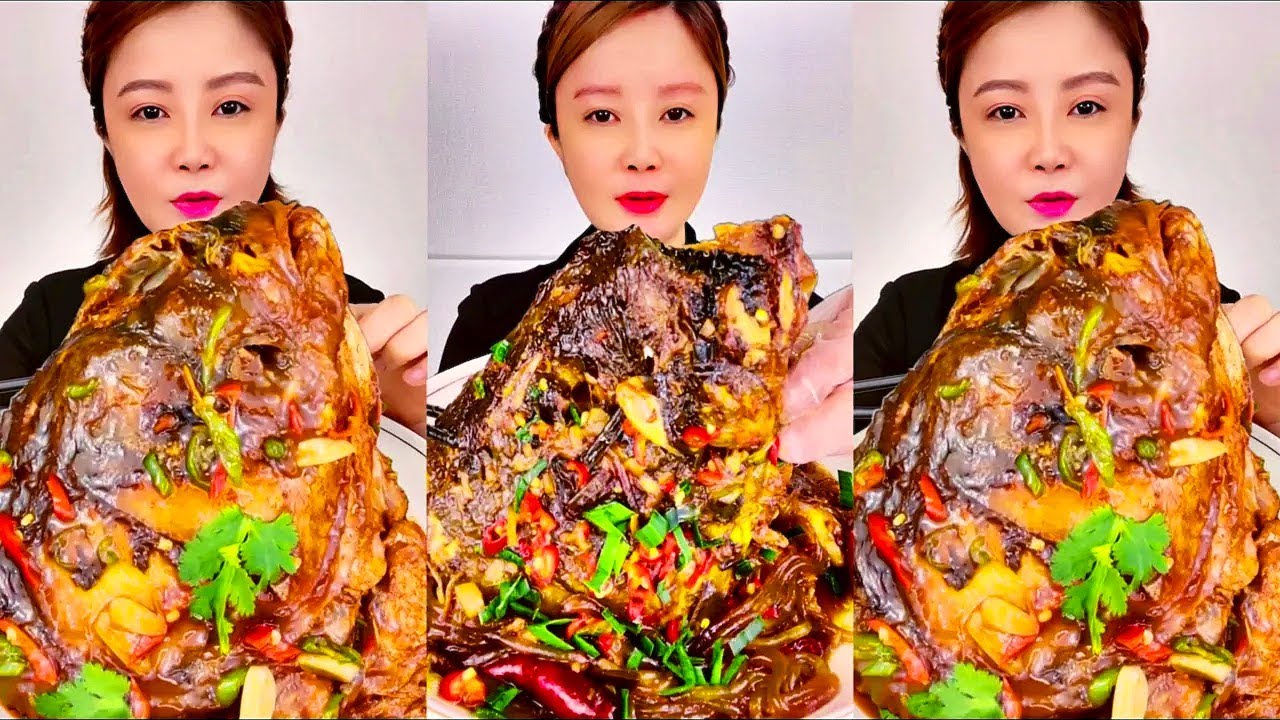 Eating Spicy Big Fish Fry Mukbang | Whole Fish Head Curry | ASMR Eating Sounds